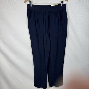 Style & Co Rib Waist Pant Ankle Straight Mid Rise Pull-On NWT Medium Navy Blue